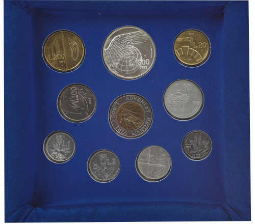 фото Сан-Марино набор из 10 монет 1993 UNC 1, 2, 5, 10, 20, 50, 100, 200, 500, 1000 лир (серебро)