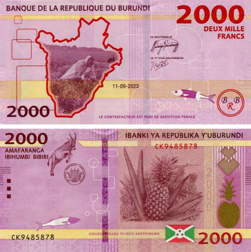 фото Бурунди 2000 франков 2023 UNC (P52)