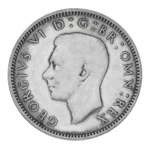 фото Великобритания 6 пенсов 1942 Серебро F-VF (Ag 500, 2,83 грамма)