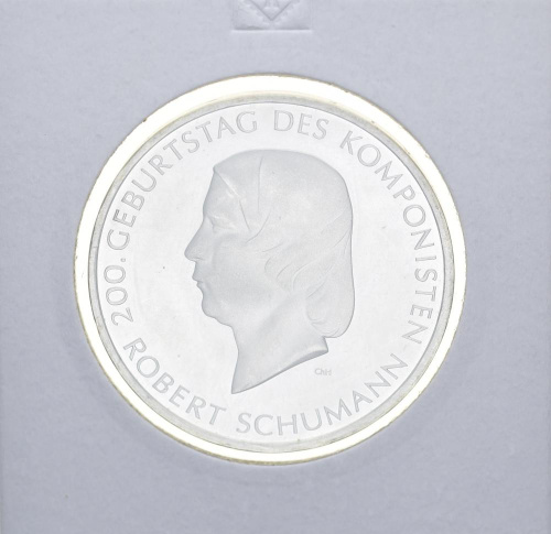 фото Германия 10 евро 2010 «Роберт Шуман» Серебро UNC