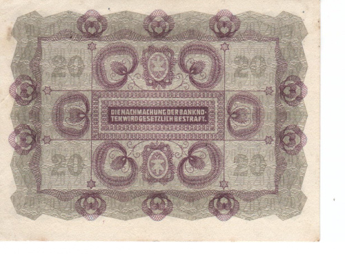 фото Австрия 20 крон 1922 UNC (P76)