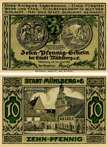 фото Германия Нотгельд  10 пфеннигов 1921  F-VF Мюльберг