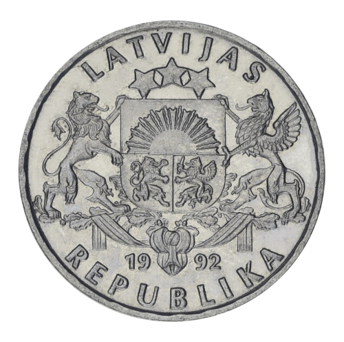 фото Латвия 1 лат 1992 VF-AU Рыба