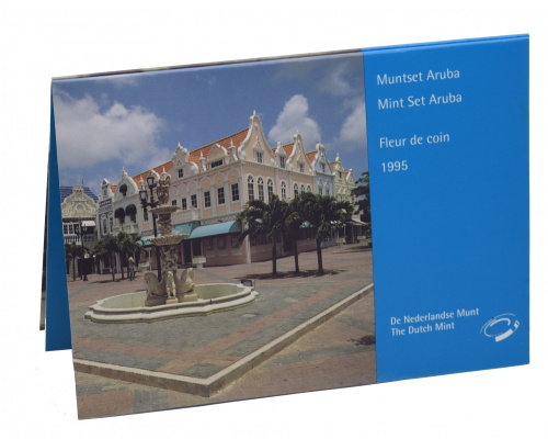 фото Аруба набор из 7 монет 1995 UNC 5, 10, 25, 50 центов, 1, 2,5 флорина, жетон в сувенирной упаковке