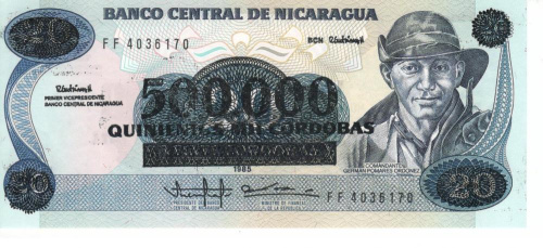 фото Никарагуа 500000 кордоб 1985 UNC (P163)