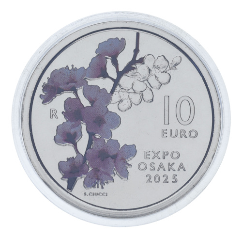 фото Сан-Марино 10 евро 2025 UNC Цветы Експо 2025 Осака