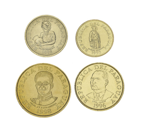 фото Парагвай набор из 4 монет 1992-1998 UNC 1, 5, 10, 50 гуарани
