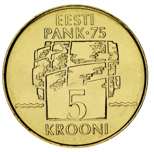 фото Эстония 5 крон 1994 UNC 75 лет Банку Эстонии