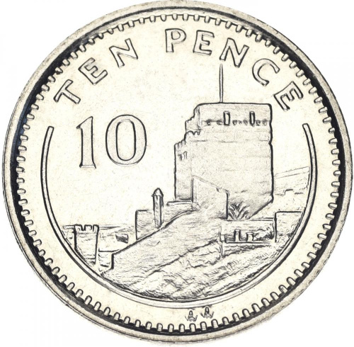 фото Гибралтар 10 пенсов 1994 AU-UNC