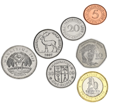 фото Маврикий набор из 7 монет 1999-2012 AU-UNC 5, 20, 50 центов, 1, 5, 10, 20 рупий