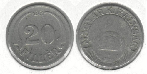 фото Венгрия 20 филлеров 1928 VF (KM#508)