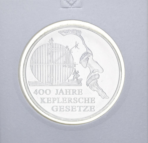 фото Германия 10 евро 2009 Серебро UNC 400 лет законам Кеплера (Ag 925, 18 грамм)