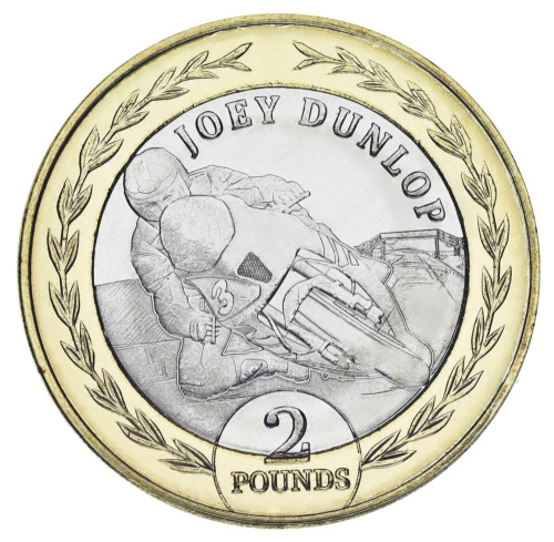 фото Остров Мэн 2 фунта 2025 Биметалл UNC Мотоциклетные гонки - Joey Dunlop