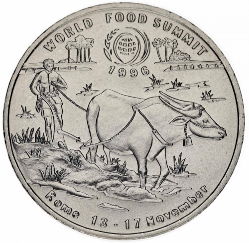 фото Лаос 10 кип 1996 UNC FAO ФАО Буйвол Большая монета (KM#61)