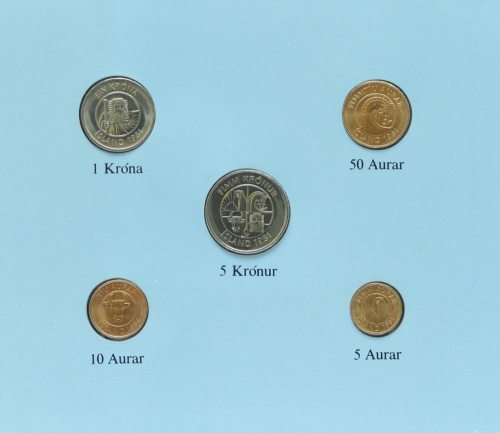 фото Исландия Набор монет 1981 UNC 5, 10, 50 эйре, 1, 5 крон и 2 марки в сувенирной упаковке