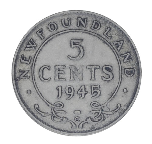 фото Ньюфаундленд 5 центов 1945 Серебро F-VF