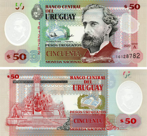 фото Уругвай 50 песо 2020 Полимер UNC Серия А (P102a)