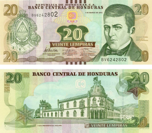 фото Гондурас 20 лемпир 2012 UNC (P100)