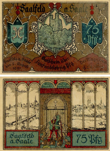 фото Германия Нотгельд  75 пфеннигов 1921 F-VF Заальфельд