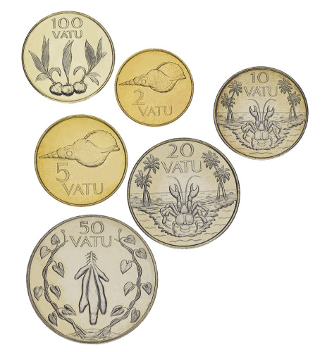 фото Вануату набор из 7 монет 1999-2009 UNC 1, 2, 5, 10, 20, 50, 100 вату