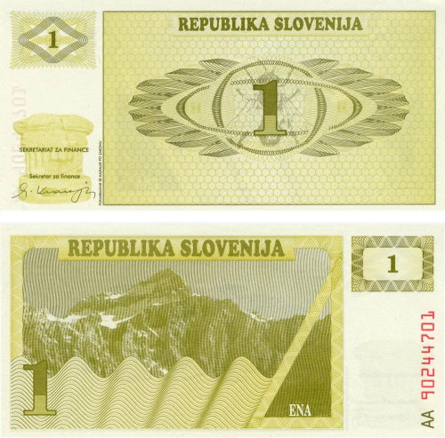 фото Словения 1 толар 1990 UNC (P1)