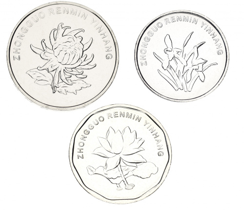 фото Китай набор из 3 монет 2019 UNC 1, 5 цзяо, 1 юань