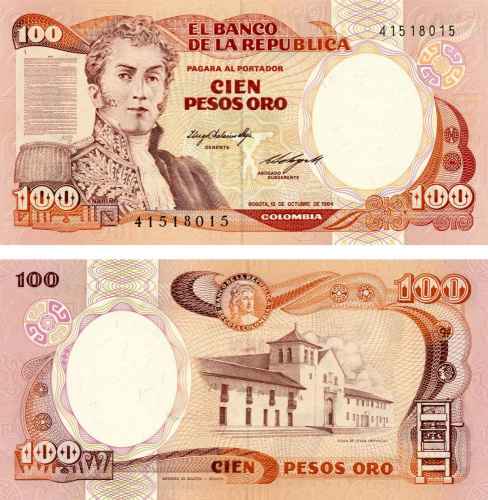 фото Колумбия 100 песо оро 1984 UNC (P426a)