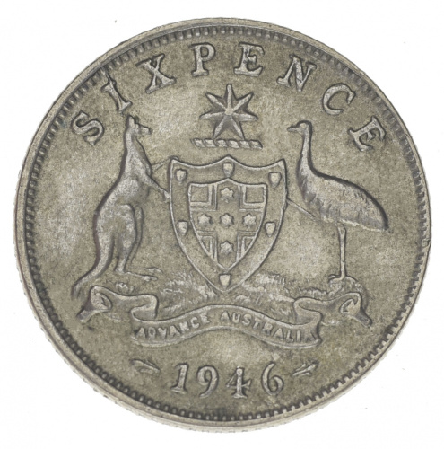 фото Австралия 6 пенсов 1946 Серебро F-VF (Ag 500, 2,83 грамма)