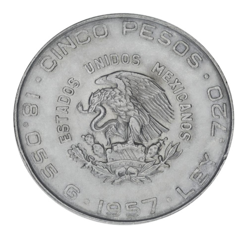 фото Мексика 5 песо 1957 Серебро F-VF