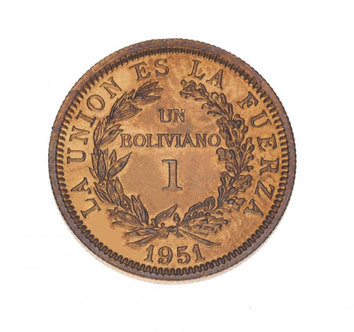 фото Боливия 1 боливиано 1951 AU-UNC