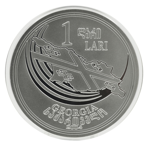 фото Грузия 1 лари 2004 Серебро Proof Чемпионат мира по футболу 2006 года в Германии (Ag 925, 28,28 грамм)