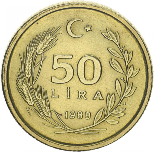 фото Турция 50 лир 1989 AU-UNC