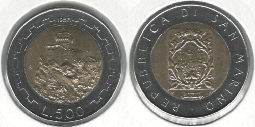 фото Сан-Марино 500 лир 1988 VF (KM#226)