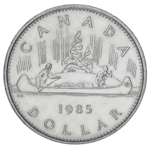 фото Канада 1 доллар 1985 F-VF Регулярный выпуск - Путешествие на каноэ