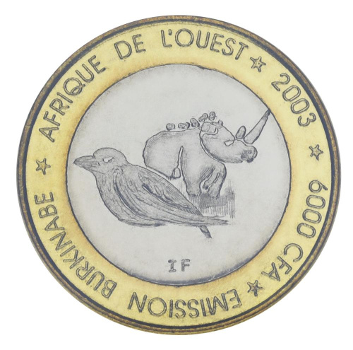 фото Буркина-Фасо 6000 франков 2003 Биметалл AU-UNC