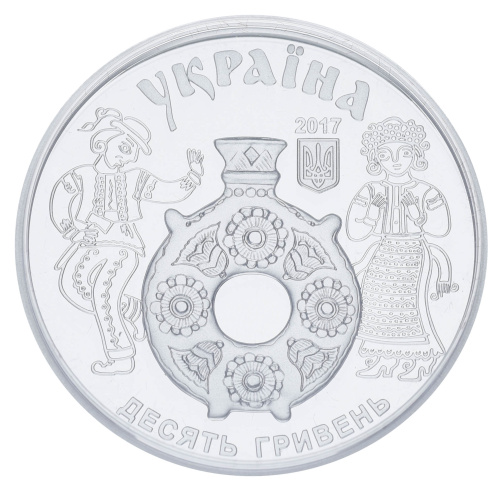 фото Украина 10 гривен 2017 Серебро Proof Косовская роспись (Ag 999, 1 унция, 31,1 грамм)
