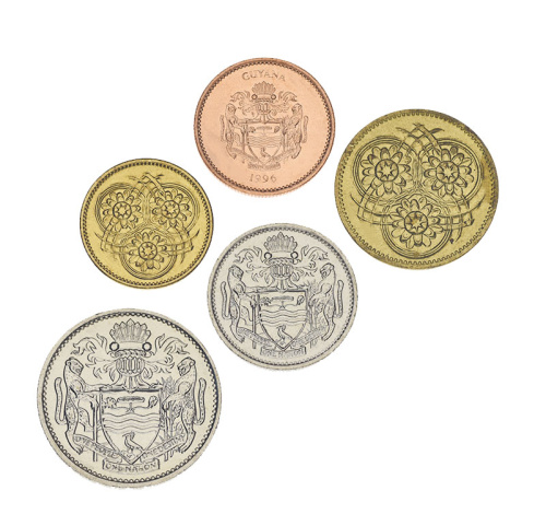 фото Гайана набор из 5 монет 1989-1991 AU-UNC 1, 5, 10, 25 центов, 1, доллар