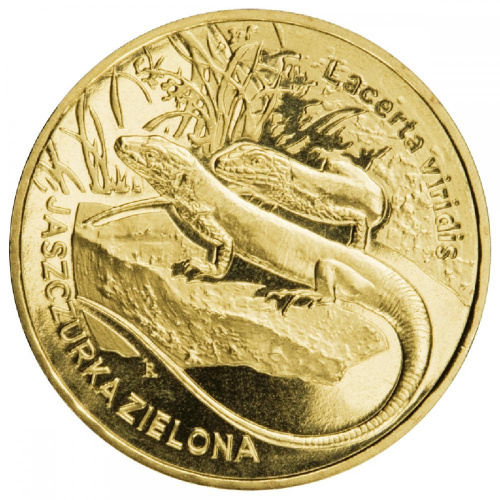 фото Польша 2 злотых 2009 «Зелёная ящерица» UNC (Y#678)