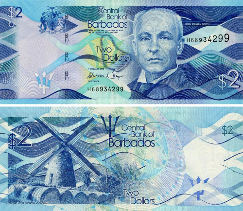 фото Барбадос 2 доллара 2018 UNC (P73b)