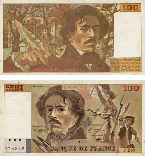 фото Франция 100 франков 1993 VF (P154)