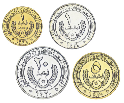 фото Мавритания набор из 4 монет 1995-1999 UNC 1, 5, 10, 20 угий