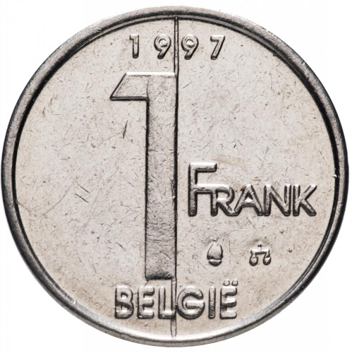 фото Бельгия 1 франк 1997 VF (KM#188)
