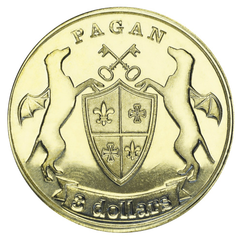 фото Паган 3 доллара 2024 UNC Мьянма Собака - Сенбернар в сувенирной упакове