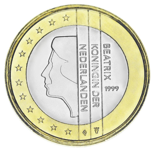 фото Нидерланды 1 евро 1999 Биметалл AU-UNC
