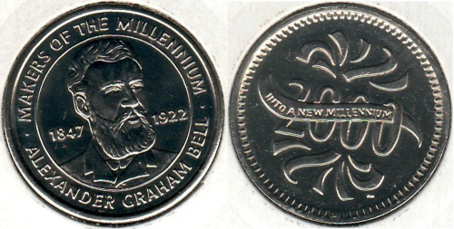 фото Великобритания Памятная медаль 2000 «Творцы тысячелетия - Александр Грейам Белл» VF