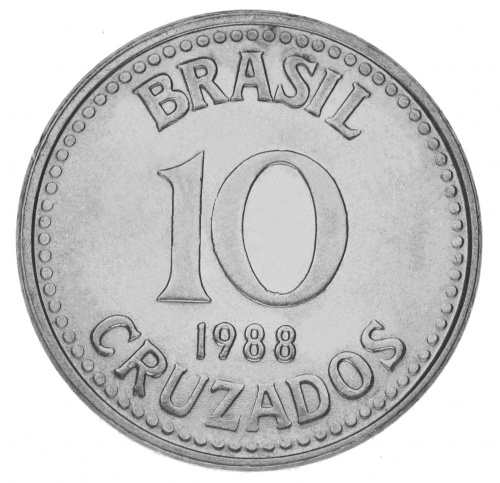 фото Бразилия 10 крузадо 1988 UNC