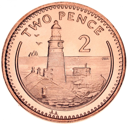 фото Гибралтар 2 пенса 2000 UNC