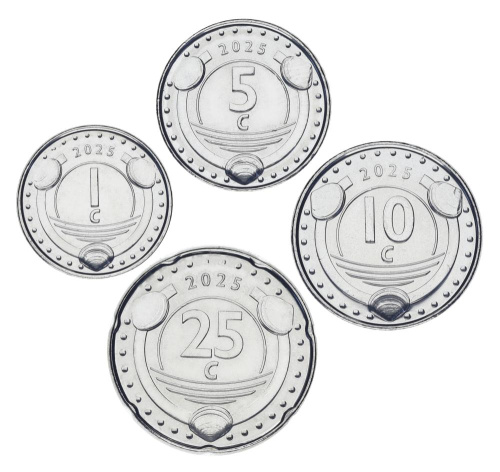 фото Кюрасао набор из 4 монет 2025 UNC 1, 5, 10, 25 центов