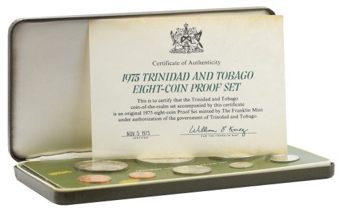 фото Тринидад и Тобаго набор из 8 монет 1975 Серебро Proof 1, 5, 10, 25, 50 центов, 1, 5, 10 долларов