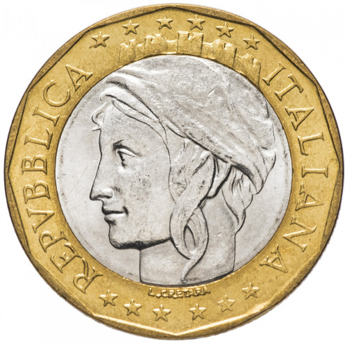 фото Италия 1000 лир 1997-1998 VF-AU (KM#194)